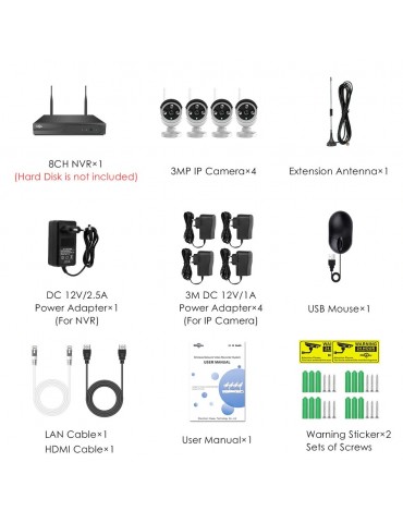 Hiseeu cámara CCTV IP sistema de seguridad Kit de videovigilancia