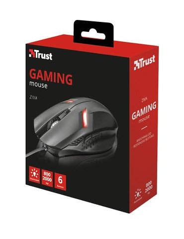 Raton Gaming - Trust con iluminación- 800-2000 dpi 6 botones de iluminación