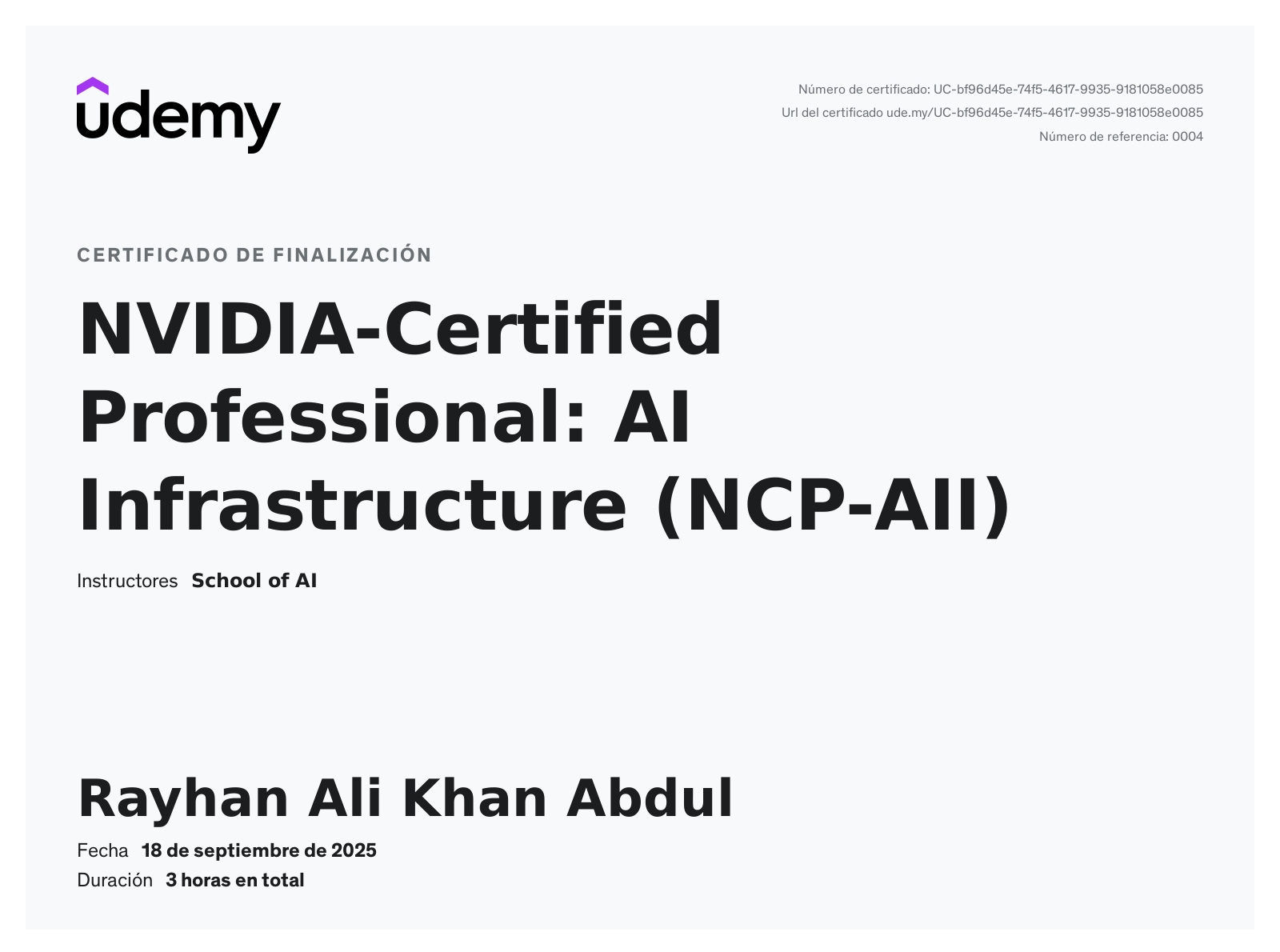 NVIDIA-Certified Professional: AI Infrastructure (NCP-AII) - Rayhan Ali Khan Abdul